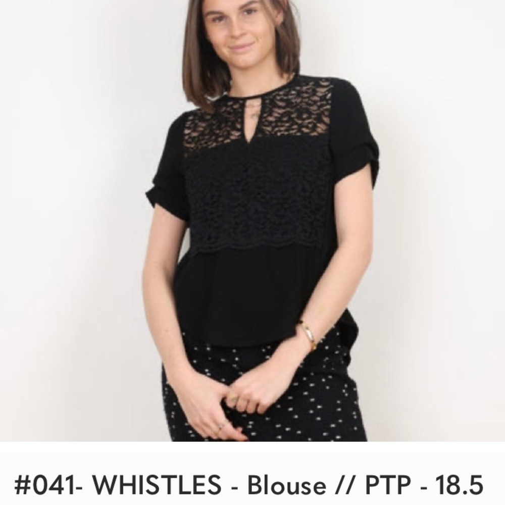Whistles Black Lace Relaxed Blouse
